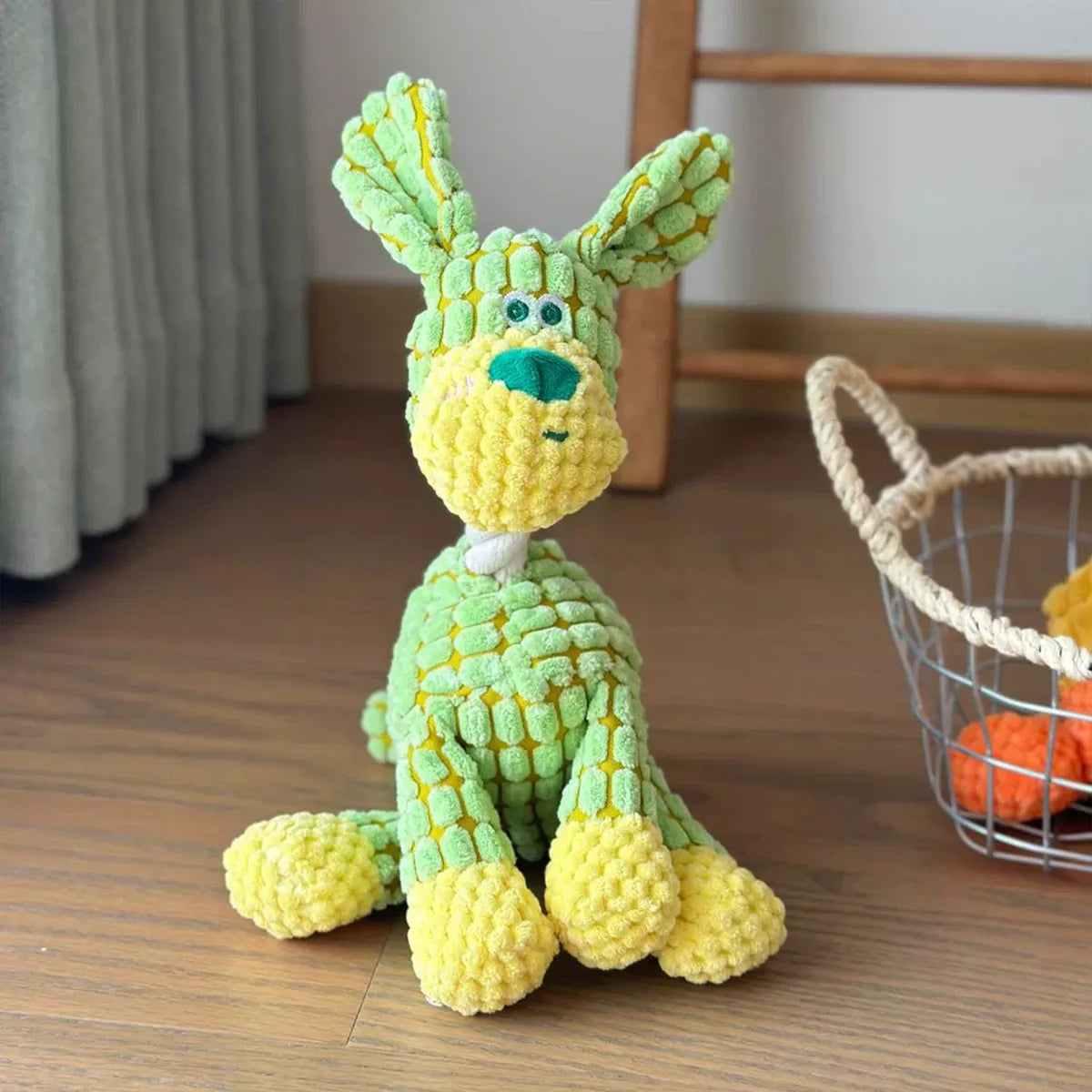 green Color Donkey Plush Squeaky Dog Toy – Soft Chew & Play Companion