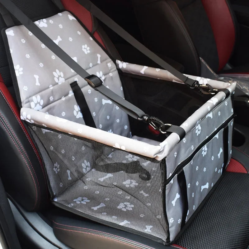 Black dog car seat carrier, foldable travel safety bag