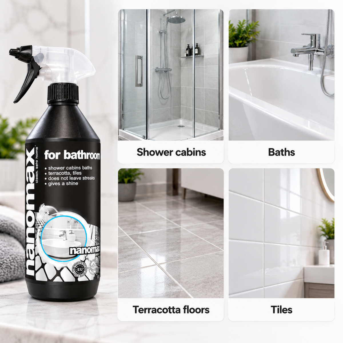 Bathroom and Sanitary Facilities Cleaner, nanomax PRO, 1000 ml