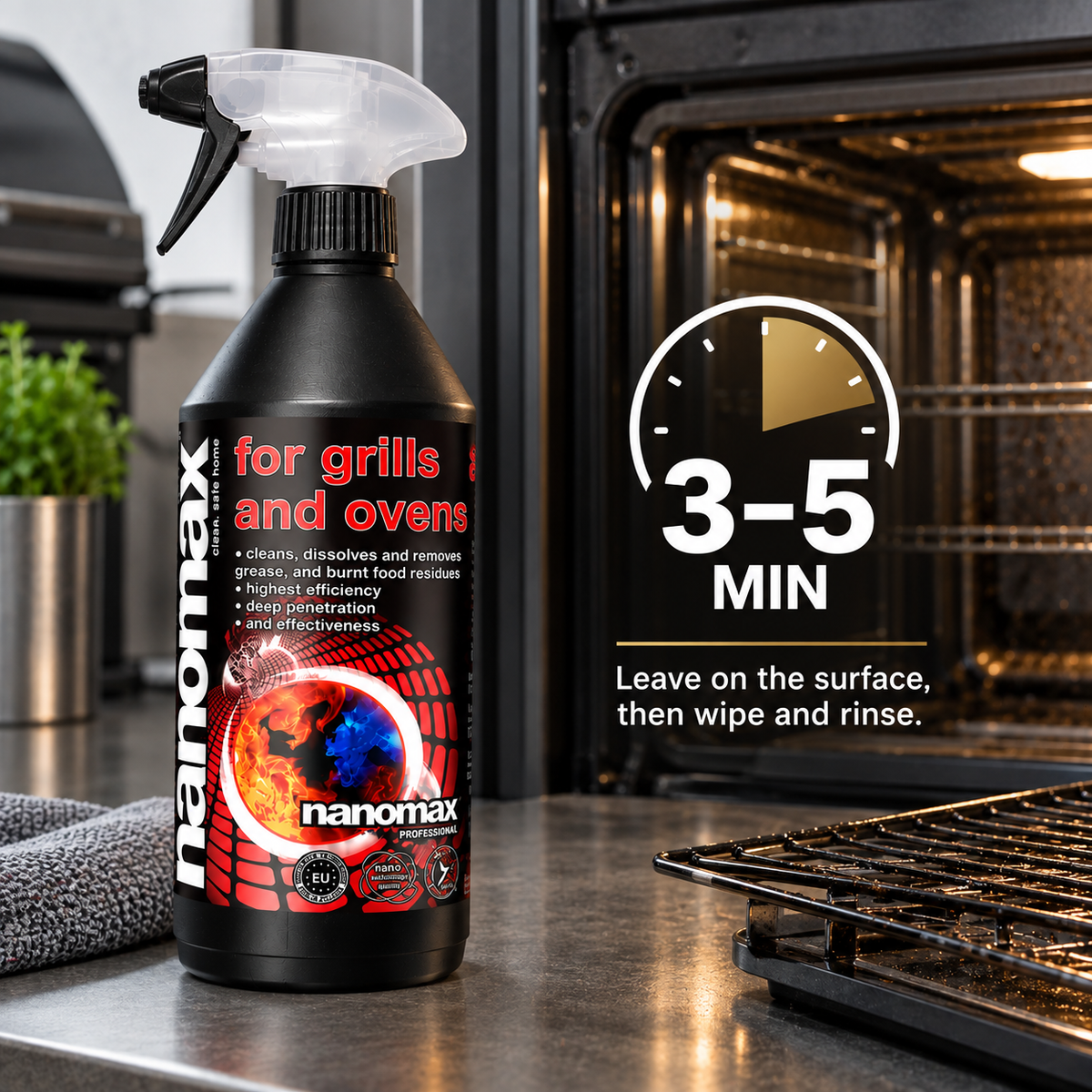 Oven, Fireplace and Grill Cleaner, nanomax PRO, 1000 ml