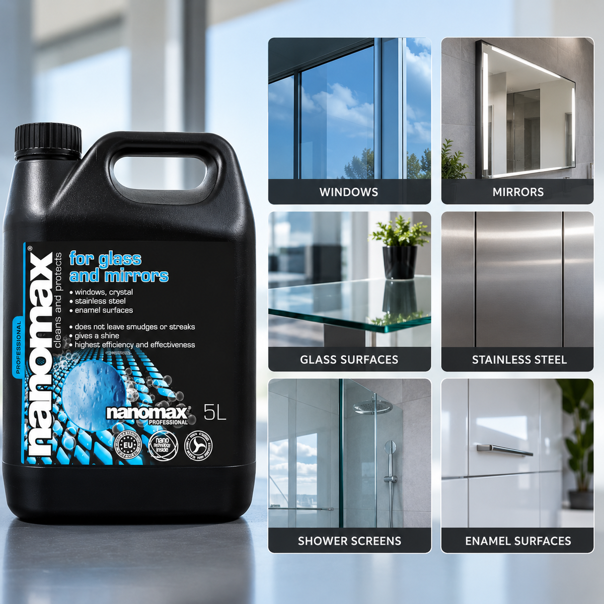 Window and Glass Cleaner, nanomax PRO, 5000 ml