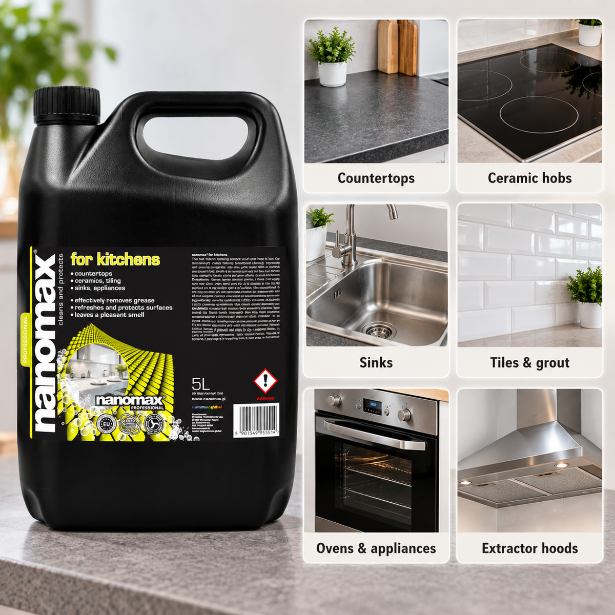 Kitchen and Worktop Cleaner, nanomax PRO, 5000 ml